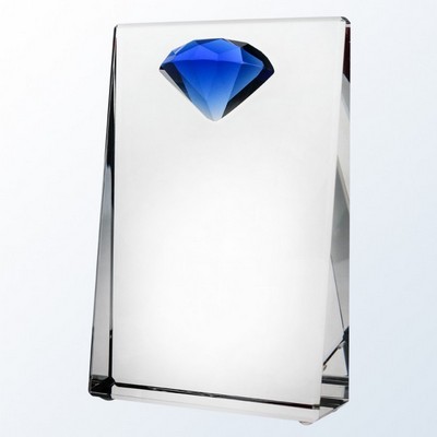Blue Diamond Wedge Crystal Award, 7"H