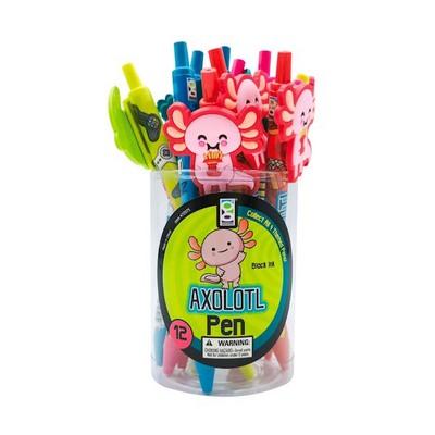Axolotl Retractable Pens - Black Ink, 4 Styles (Case of 144)