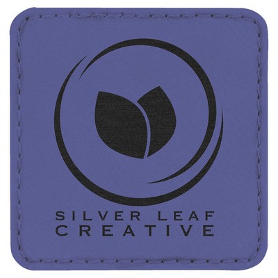 Square Engraved Patch with Adhesive, Purple Faux Leather, 2 1/2" x 2 1/2"