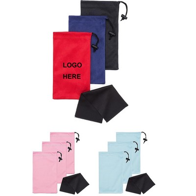 Soft Glasses & Phone Pouch w/Drawstring Closure