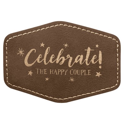 3-1/2"x2-1/2" Hexagon Patches, Rustic/Gold Laserable Leatherette