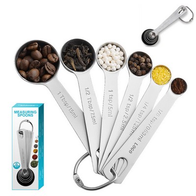 Set of 6 Stainless Steel Measuring Spoons