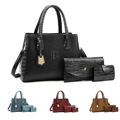 3 In 1 Pu Leather Classic One-shoulder Handbag Set