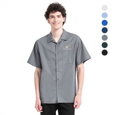Men's Solid Short Sleeve Camp Collar Shirt
