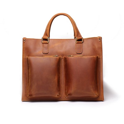 The Dagmar Vintage Leather Briefcase/Messenger Bag (15"x12"x3.6")