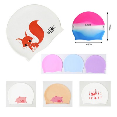 Kids Cute Pattern Silicone Swim Caps