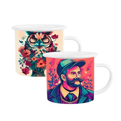 12 oz Fine Stainless Steel White Rim Cups