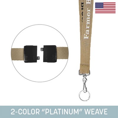 3/4" Woven Lanyard w/ Swivel Snap & Split Ring & Breakaway - "Platinum" Wea
