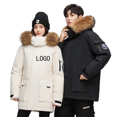 Short Thick Outdoor Hooded Down Jacket