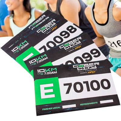 Custom 9.5 x 6.3 inch Paper Running Race Bib Competitor Numbers with Safety Pins