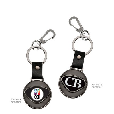 Metal Coin Key Ring W/ Color Medallion
