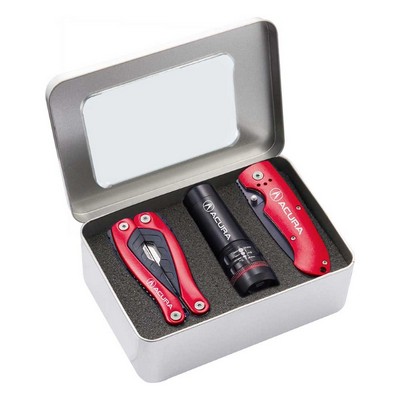 Gift Set With Fl24 Red Zoom Cree Light, Tk305 Knife And Tm307 Multi-Tool