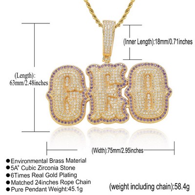 Cubic Zirconia Hollowed-out Stroke Letter Necklace