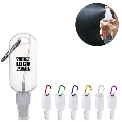 50ml Spray Dispenser Bottle with Carabiner for Convenient Hand Sanitizer Attachment
