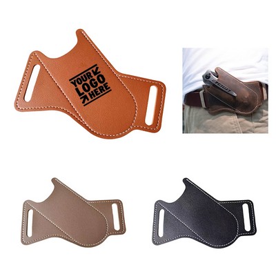 PU Leather Waist Mounted EDC Folding Knife Sheath