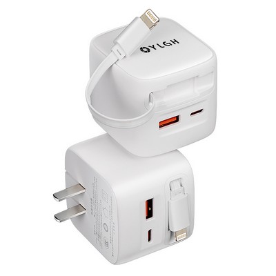 Retractable Lightning Cable USB Wall Charger