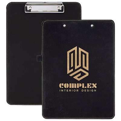 9" x 12.5" Black/Gold Leatherette Clipboard