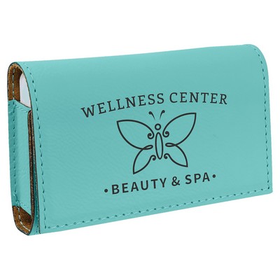 4.75" x 3.1" Teal Leatherette Pill Box