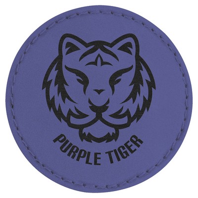 2.5" Round Purple Leatherette Patch with Adhesive