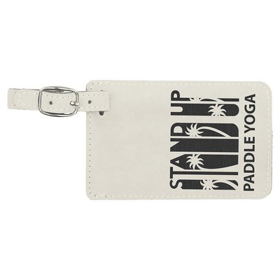 4.25" x 2.75" White/Black Leatherette Luggage Tag