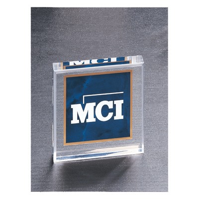 3.75 x 3.75" Sapphire Marble Design Acrylic Paperweight