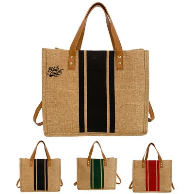 Woven Label Straw Tote Bag