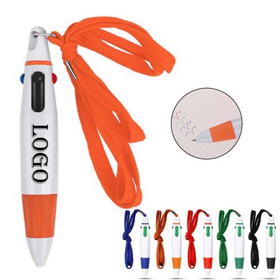 Mixed Colors Ballpoint Pen With Lanyard