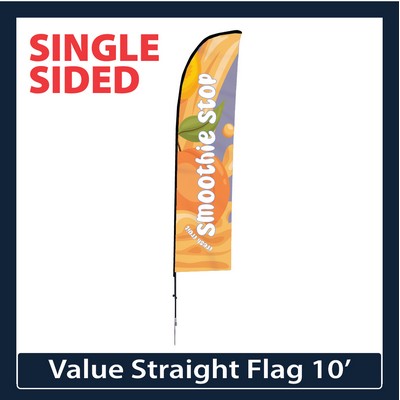 Value 10' Straight Flag - Single Sided w/Spike Base and Carry Bag