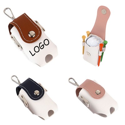 Portable Leather Golf Ball Storage Bag Holder