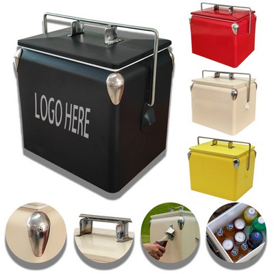 14qt Light Retro Ice Chest Cooler With Bottle Opener