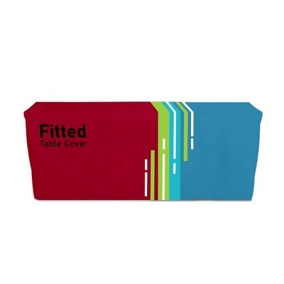 8 ft 4-Sided Fitted Tablecloth – Full-Color Dye Sublimation on 250GSM Tricot Fabric