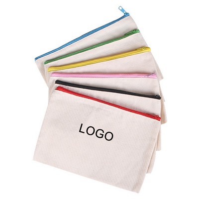 Multipurpose Canvas Cosmetic Bag with zipper
