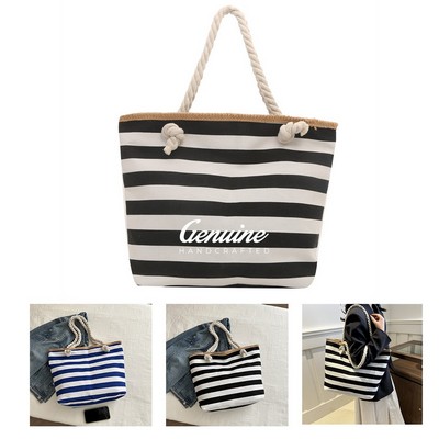 Canvas Striped Beach Bag