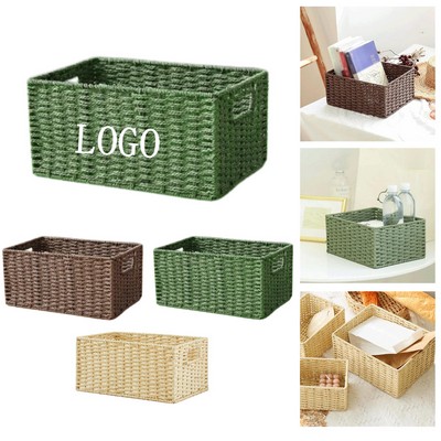 "Wicker Storage Basket with Handles "