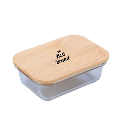 Clear Glass Lunch Box With Wooden Lid