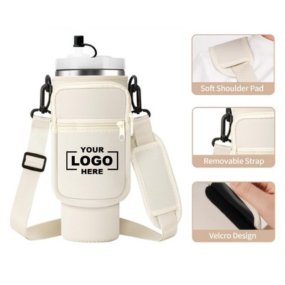 Insulated Cup Holder Sleeve Water Bottle Carrier Bag with Strap