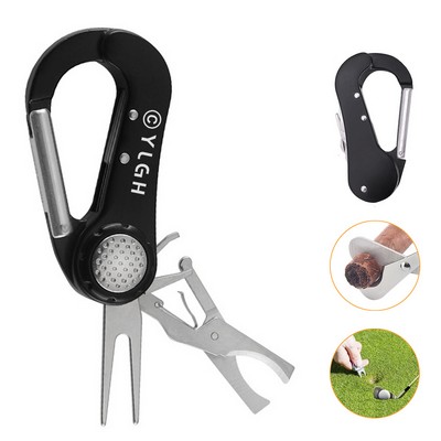 Golf Divot With Multi Carabiner Tools