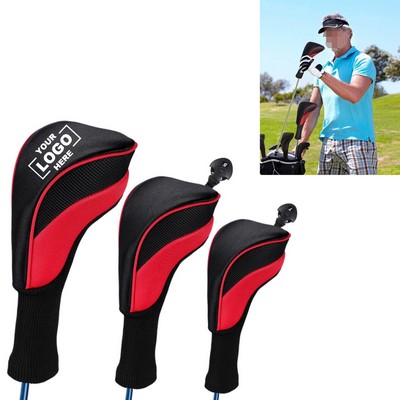 3 Pieces Long Neck Mesh Sports Golf Club Headcovers Set