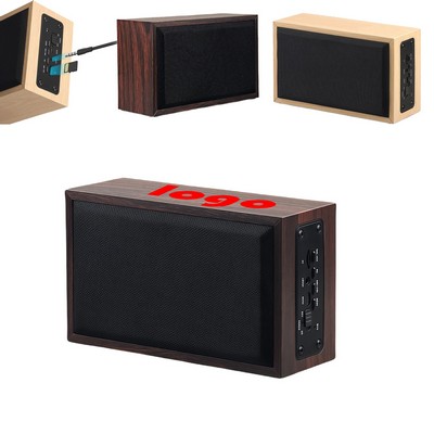 Classic Deep Bass Wood Long Square Shape Wireless Speaker