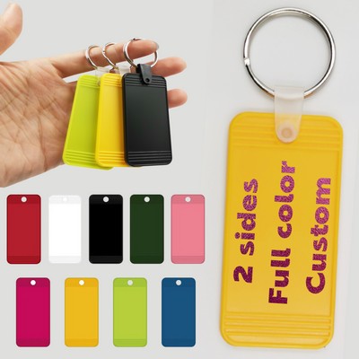 Full Color Custom Rectangle Hotel Key Tag Motel Keychain