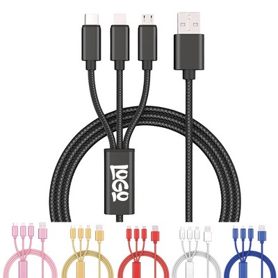 3 In 1 Nylon Braided Fast Charging Cable for All Devices