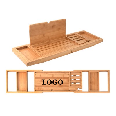 Foldable Bamboo Bath Table Tray with Book and Wine Glass Holder