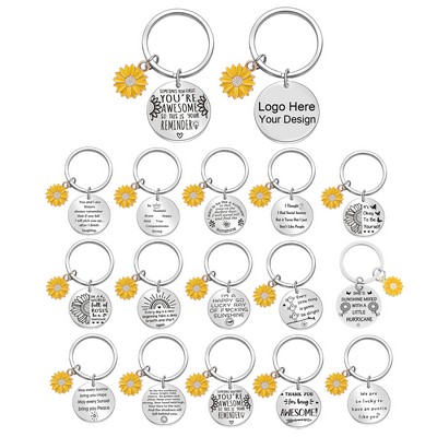 Daisy Stainless Steel Keychain with Inspirational