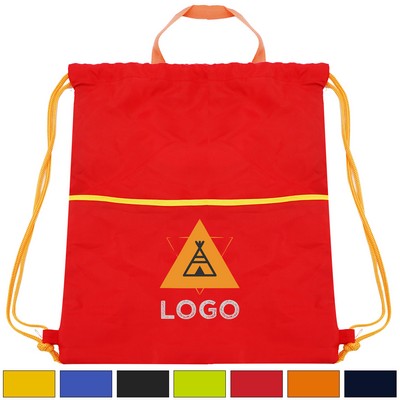 Waterproof Nylon Drawstring Backpack Gym Bag with Zipper