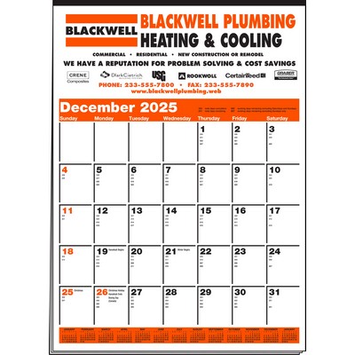 Memo Minders Full Color Multi-Sheet Calendar w/Orange & Black Pad