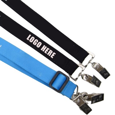 3/4" Customized Polyester Lanyard With Double Clip Attachments