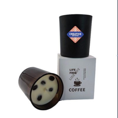 MOQ 30 pcs Custom Coffee-Scented Candle with Glass Holder (10oz)