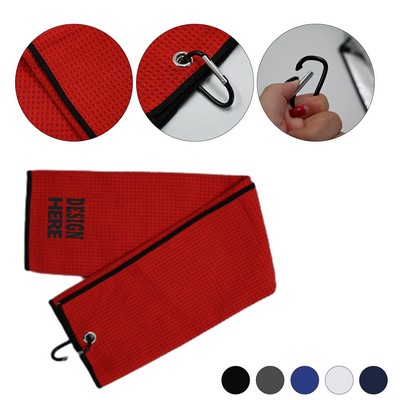 Waffle Microfiber Golf Towel With Hook Fast Dry