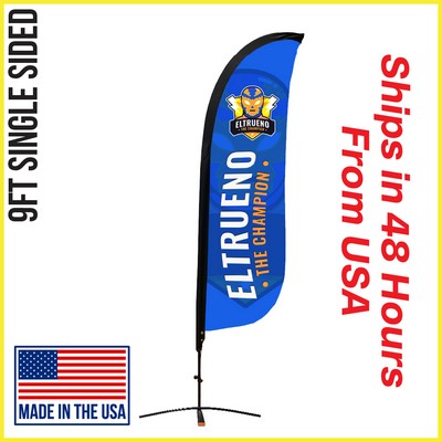 Feather Flag 9' Premium Single-Sided With Econo X-Base and Carry Bag - Made in the USA