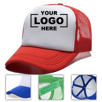 Foam Trucker Hat With Mesh Back And Adjustable Snap Closure